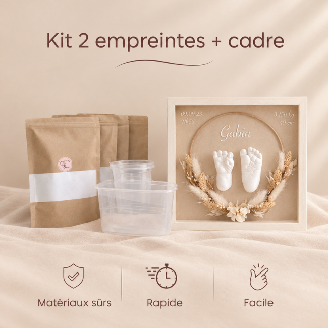 Kit 2 empreintes 3D bébé encadrées
