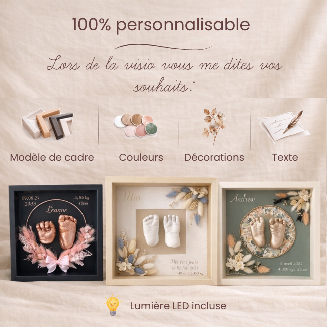 Kit 2 empreintes 3D bébé encadrées – Image 2