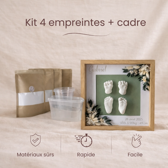 Kit 4 empreintes 3D bébé encadrées